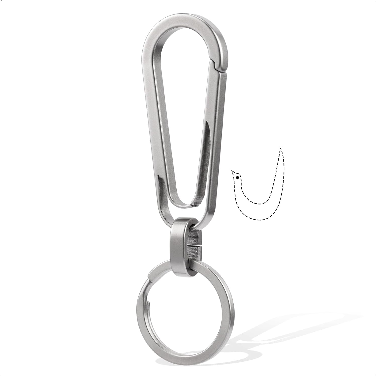 Titanium Carabiner Keychain Clip with Key Ring, 2 Inch Small Heavy Duty Key Clip, Belt Clip for Keys