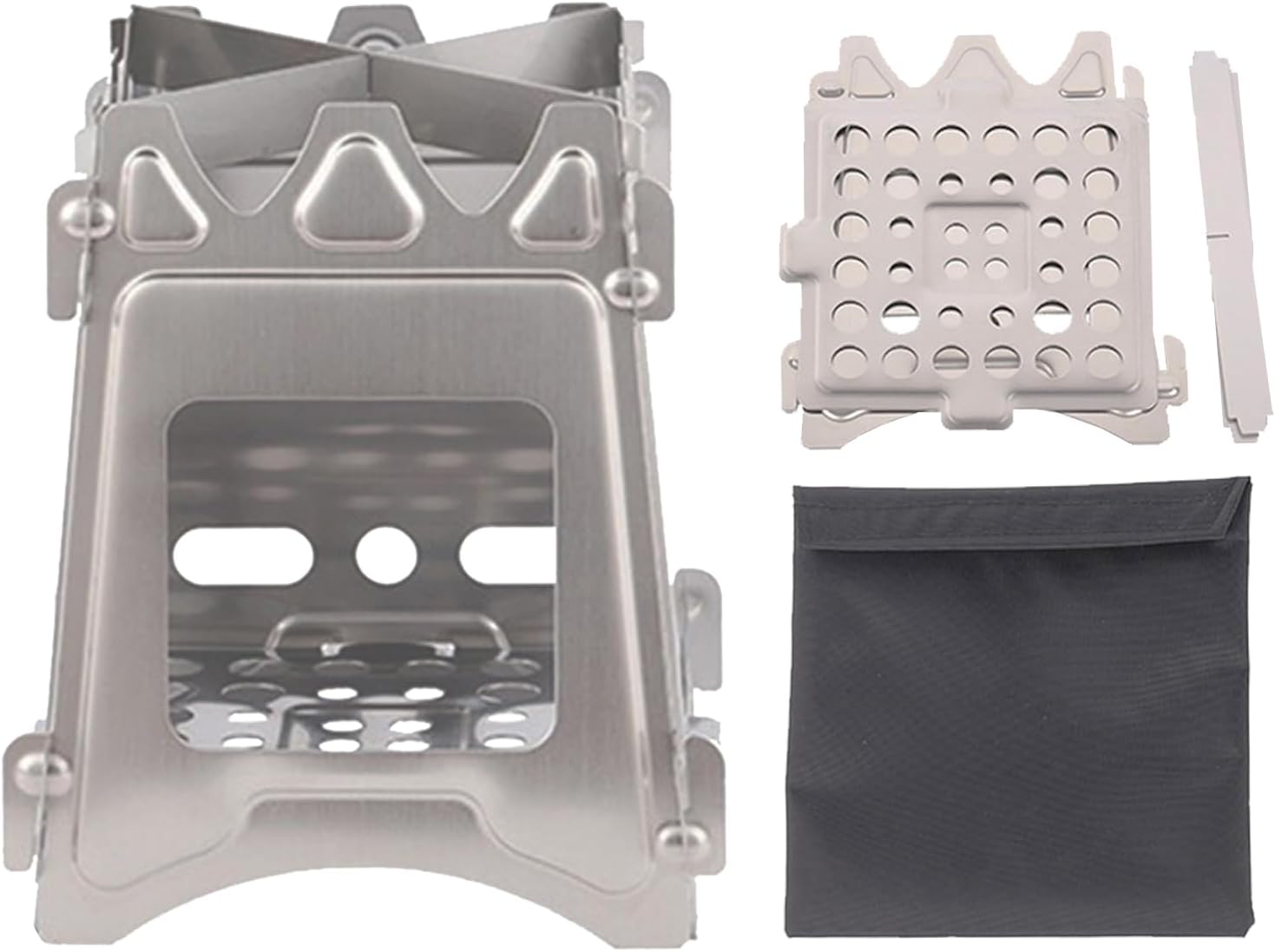 Portable Wood Stove, Folding Stainless Steel Camping Stove for Backpacking, Hiking, Outdoor Cooking, Compact and Lightweight, Durable Camp Stove for BBQ, Survival & Picnic