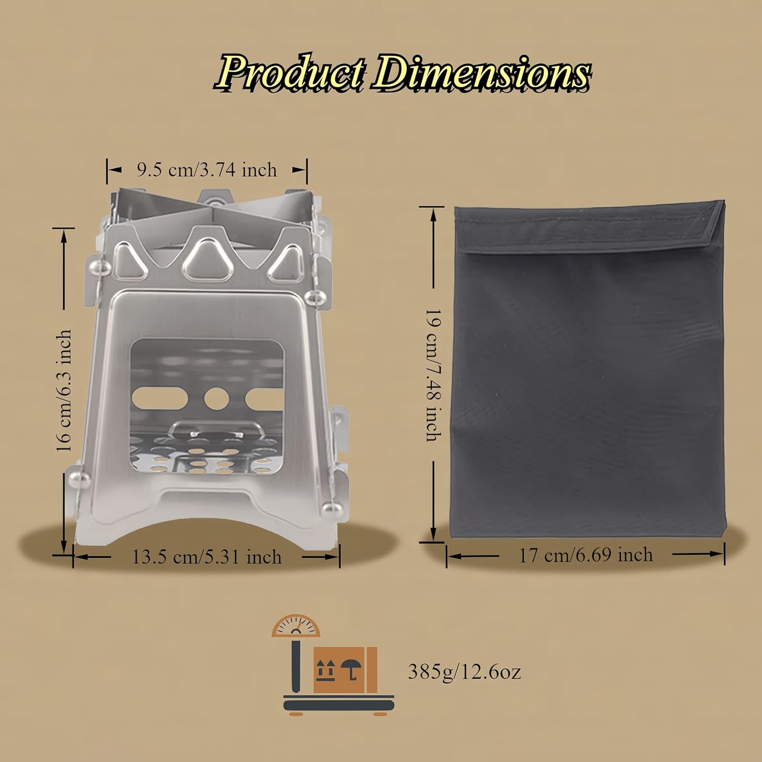 Portable Wood Stove, Folding Stainless Steel Camping Stove for Backpacking, Hiking, Outdoor Cooking, Compact and Lightweight, Durable Camp Stove for BBQ, Survival & Picnic - Image 2