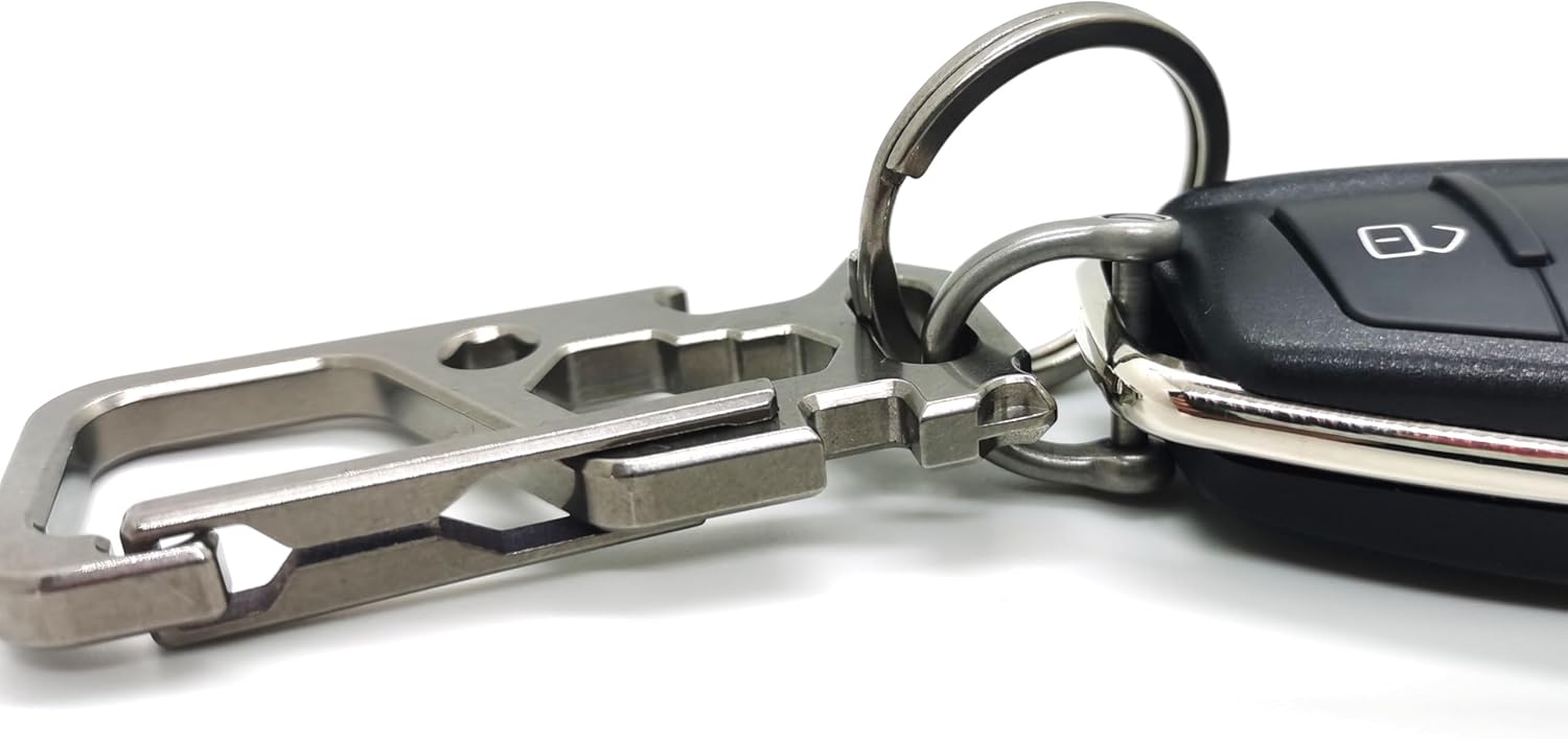 Titanium Carabiner Clip for Keys,Multifunctional EDC Keychain with Keyring,Backpack Accessory - Image 2