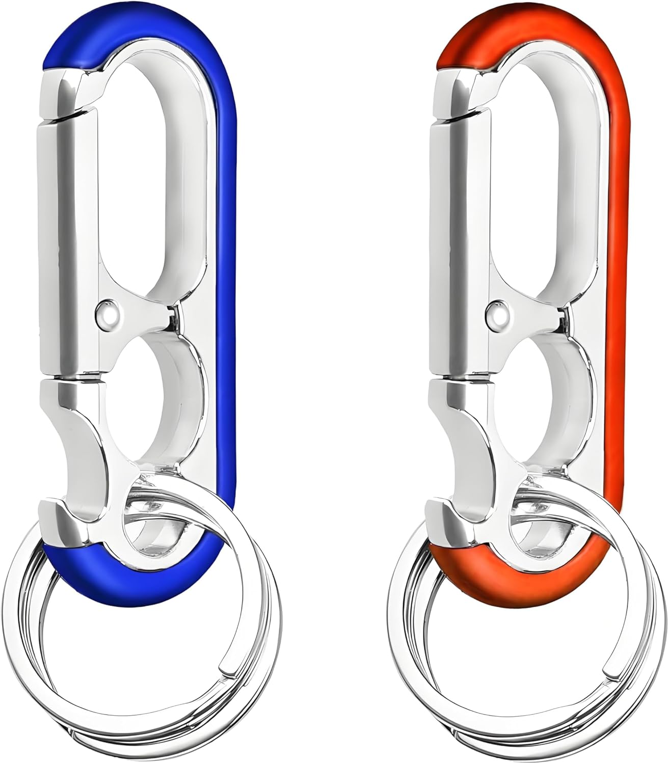 Heavy Duty Tactical Keychain 2-Pack - Locking Carabiner Clip with Bottle Opener Multitool for Men