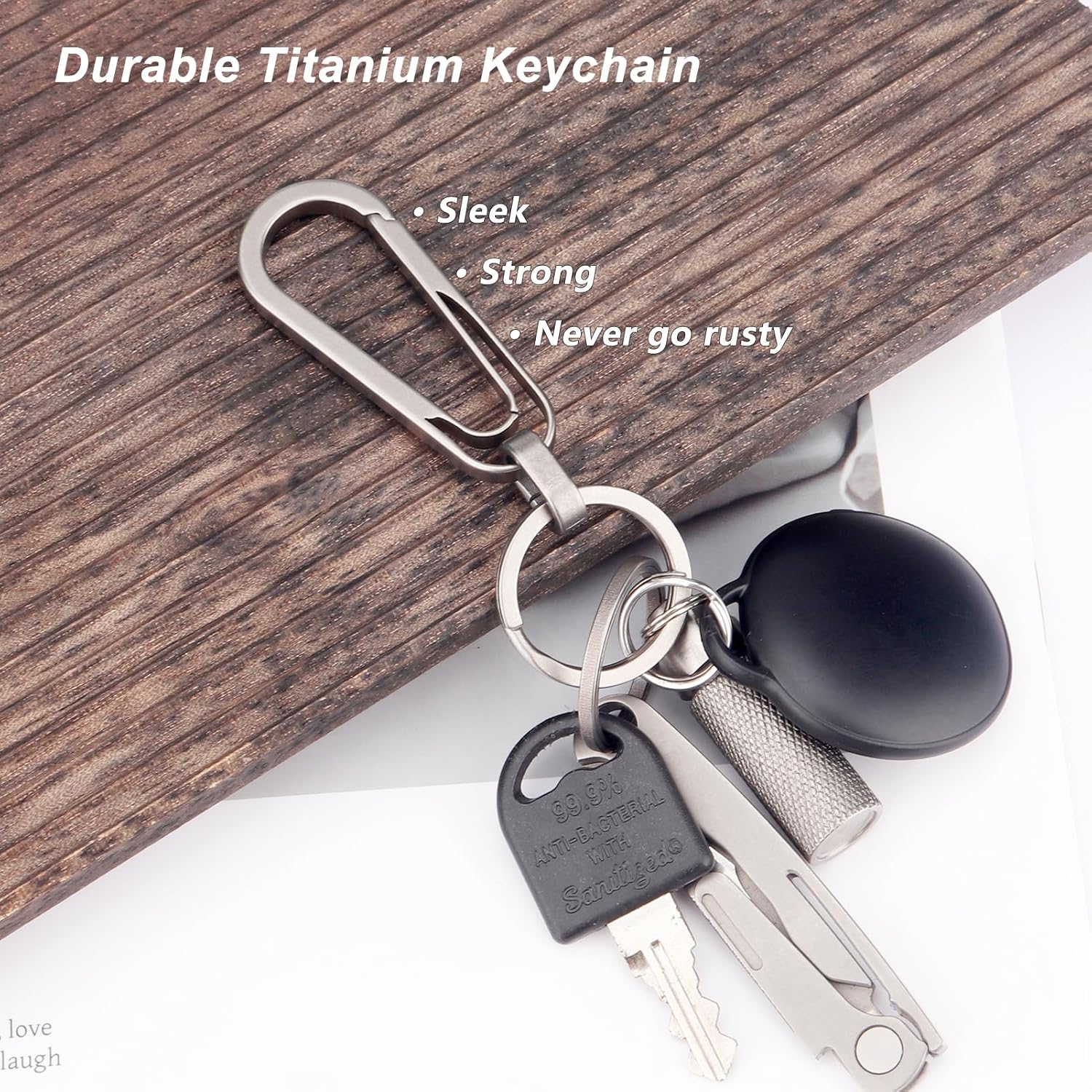 Titanium Carabiner Keychain Clip with Key Ring, 2 Inch Small Heavy Duty Key Clip, Belt Clip for Keys - Image 2