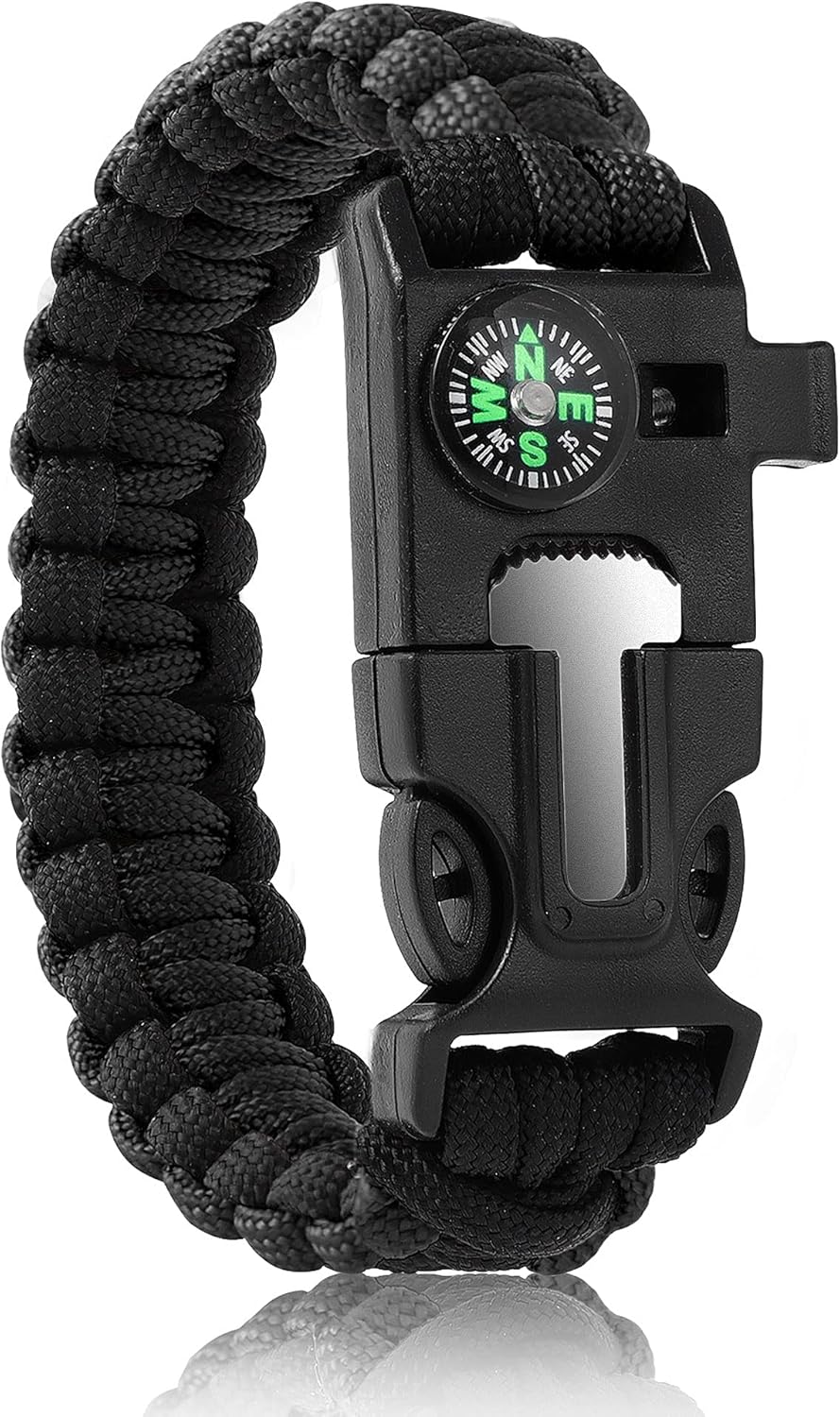 Bracelets,Survival Bracelets for Men Tactical 5-in-1 Camping Gear Kits,with 12-ft Detachable Parachute Rope,Fire Starter,Embedded Compass,Whistle&Emergency Multitools